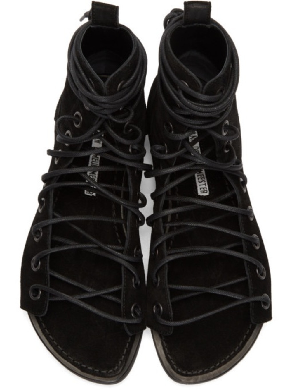 Ann Demeulemeester Lace up Black Suede Gladiator Sandals New With Box size 39